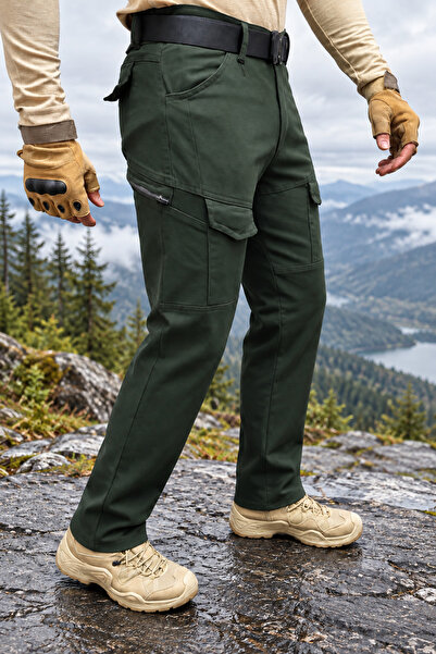 Polviton Men's Cargo Pants Tactical Outdoor Combat Pocketed Lycra Gabardine F...