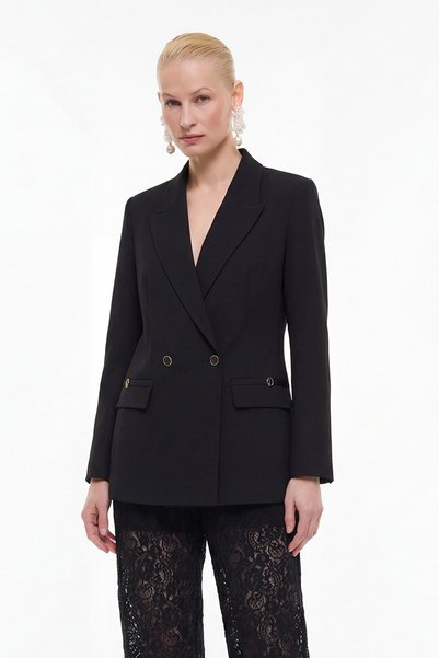 Roman Kruvaze Blazer Ceket Siyah YY016004_001