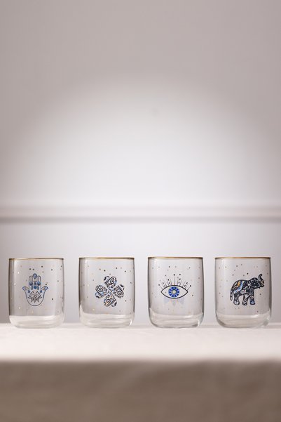 Rakle Lucky Charm Set of 4 Coffee Side Glasses 280 cc