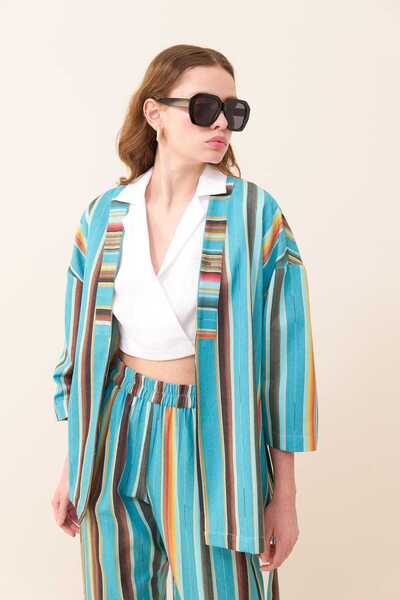 Roman Beli Kuşaklı Kimono Standart Renk Y2461114_089