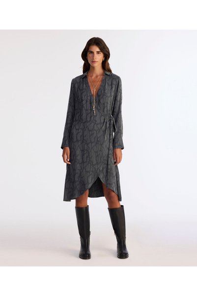 Yargıcı Tight Shirt Collar Long Sleeve Dress
