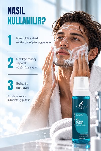 RAVELLO Men's Face Wash Foam Vitamin E&Propolis 150ml
