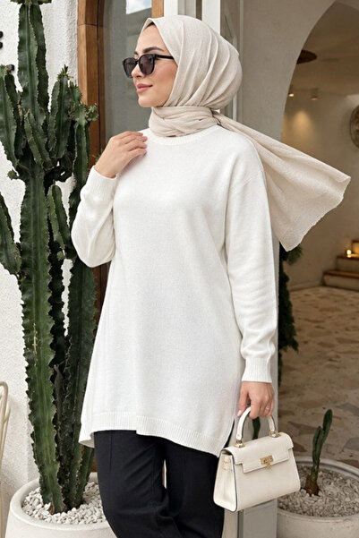 Neva Style Ekru Tesettür Triko Panço 3399E