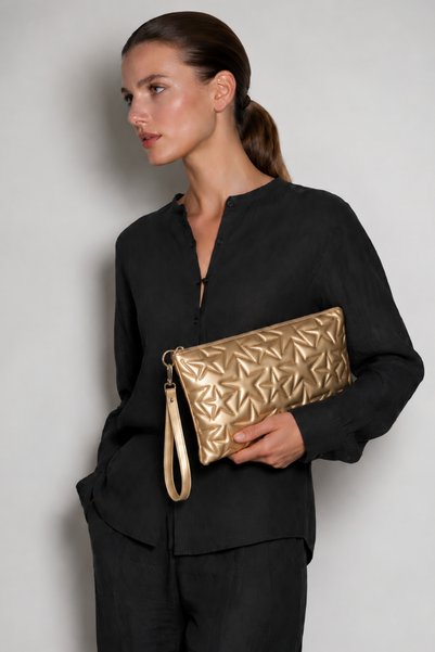 Fauro Trend Yıldız Desenli Clutch Çanta