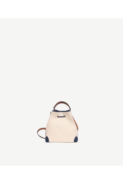 Yargıcı Leather Garnished Canvas Shoulder Bag