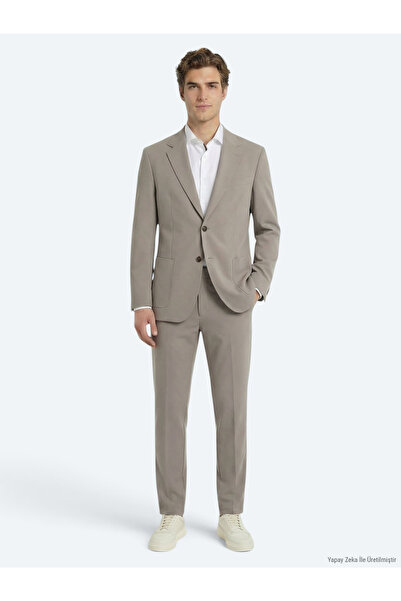 Kip Light Brown Plain Modern Fit Suit