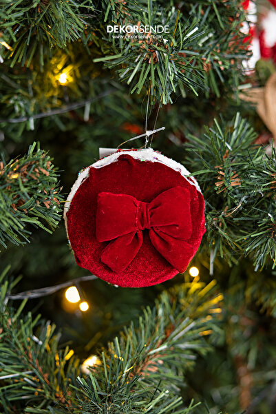 Dekorsende Christmas Tree Ornament Macaron Velvet Claret Red 10 cm