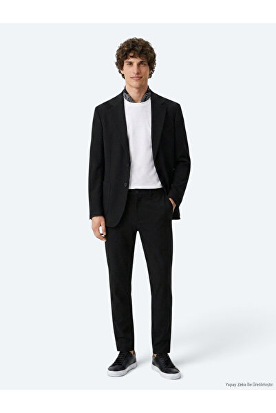 Kip Black Striped Modern Fit Knitted Suit