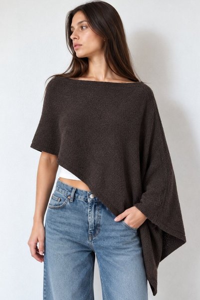 Hiccup Kayık Yaka Knitwear Cape Blouse