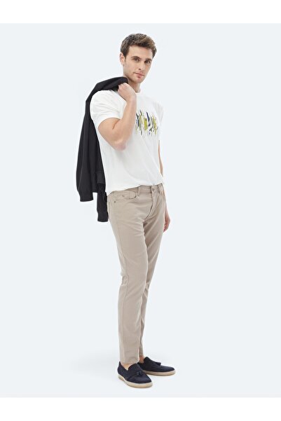 Kip Mink Woven Slim Fit Casual Cotton Blend Trousers