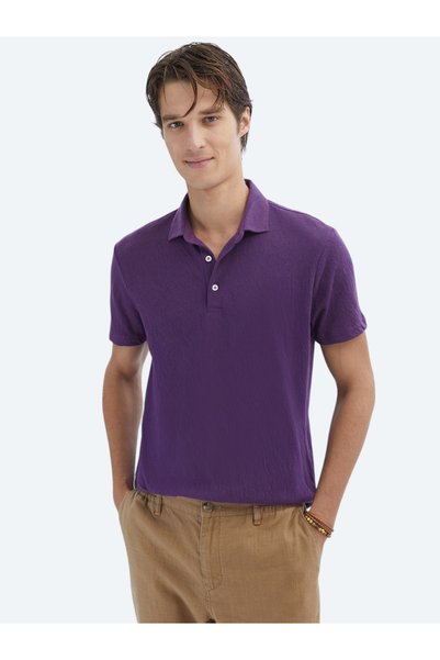 Kip Mor Düz Polo Yaka Pamuk Karışımlı T-Shirt