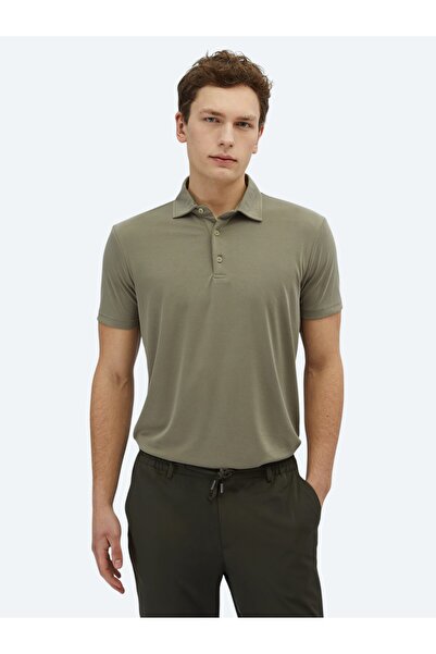 Kip Khaki Plain Polo Neck T-Shirt