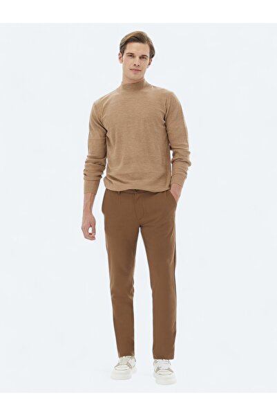 Kip Kahverengi Dokuma Slim Fit Casual Pantolon