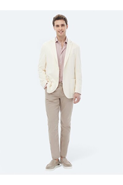Kip Ecru Plain Modern Fit Knitted Jacket
