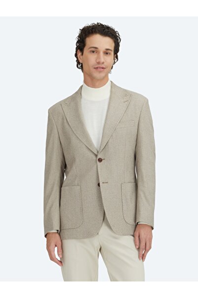 Kip Brown Checkered Modern Fit Jacket