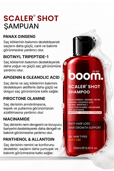 BOOM Scaler Shot Dökülme ve Hızlı Uzama Şampuanı 250 ML