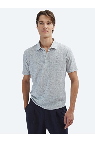 Kip Bej Baskılı Polo Yaka Pamuk Karışımlı T-Shirt
