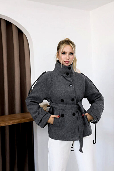 Moda Palmiss High Collar Short Lined Cashmere Coat