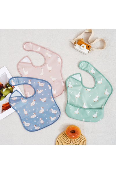 Choice6 SMT2127-B11 3 Pack Mess Proof Baby Bib with Reversible Pocket, Waterp...