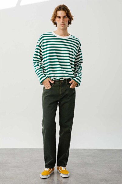Denim Trip FARON Loose Straight Fit Haki Erkek Jean Pantolon