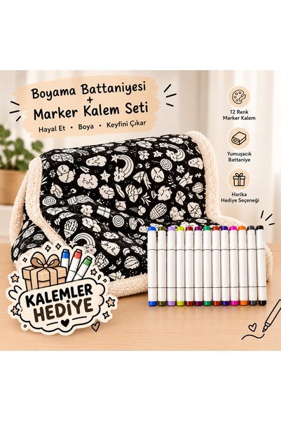 DNZt Boyanabilir Battaniye - Yumuşak Peluş Kumaşlı Aktivite Örtüsü