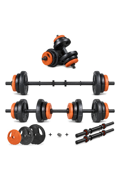 ECG Spor Yıldız Serisi 22 Kg Multifonksiyonel Turuncu Siyah Halter Seti Ve Da...