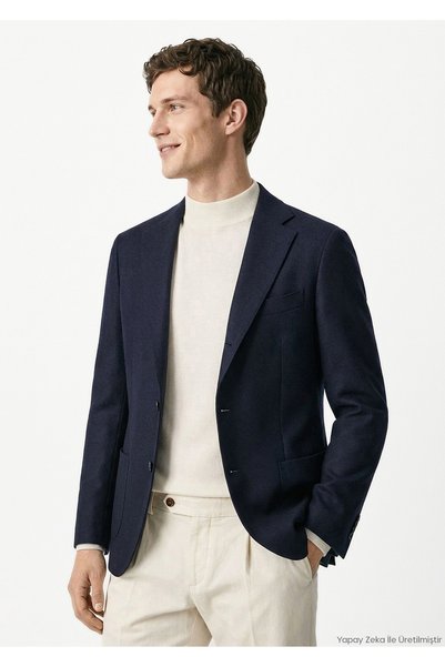 Ramsey Lacivert Comfort Fit %100 Yün Ceket