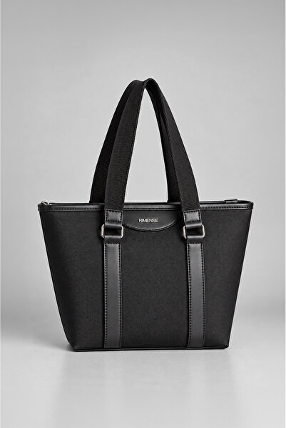 Rimense Women's Black Zippered Lined Hand and Shoulder Bag