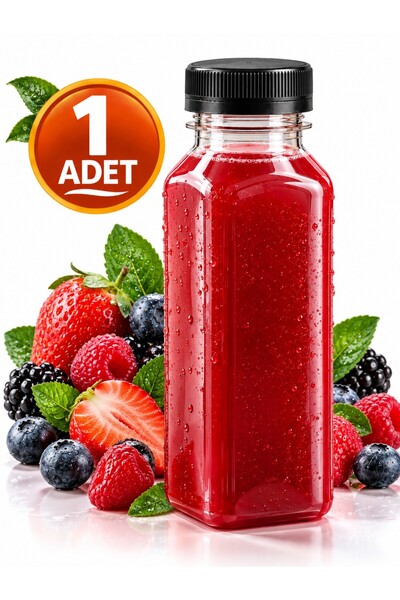troykar Özer Home 250 ml Sızdırmaz Kapaklı Kare Detoks ve Meyve Suyu Şişe Zem...