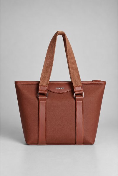 Rimense Women's Tan Zippered Lined Hand and Shoulder Bag
