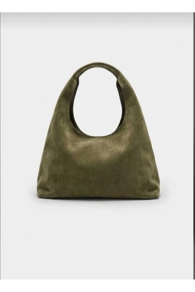 GlowSa Women's Khaki Suede Shopper Hand and Shoulder Bag - Soft Form Vintage ...