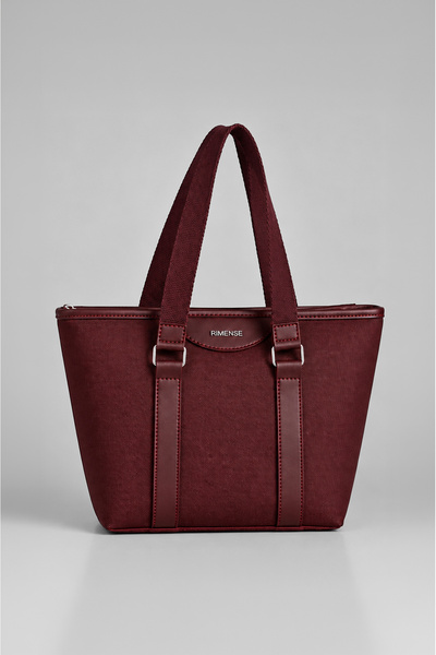 Rimense Women's Bordeaux Zip Lined Hand and Shoulder Bag
