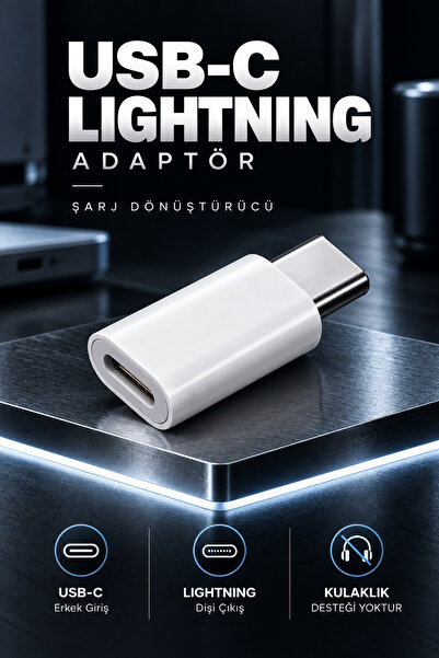 MVLH Otg Lightning Dişi → USB Type-C Erkek Adaptör – Şarj Dönüştürücü (Kulakl...