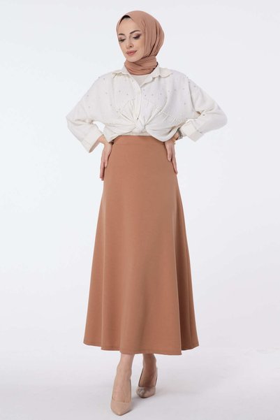 TOFİSA Skirt Mink - 23643-Vizon