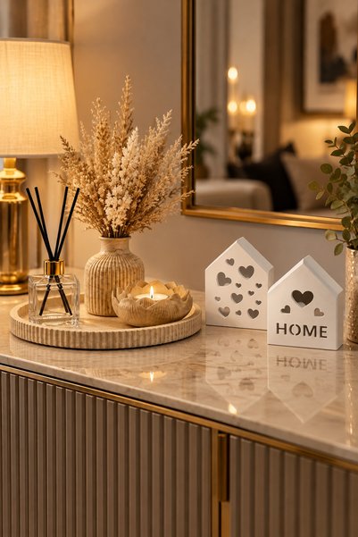 lufen deco Mermer Desenli Dekoratif Beton Tepsi Seti 4 Parça | Mumluk, Vazo v...