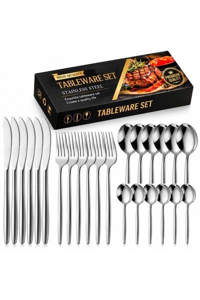 Flippy Portuguese Flatware, Flippy, 24-Piece Stainless Steel Set, Silver