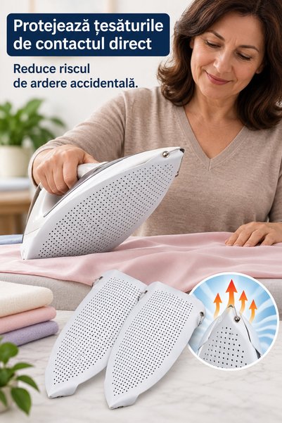 OEM Set de 2 protecții perforate pentru talpa fierului de călcat, din PTFE și silicon, cu prindere prin arc