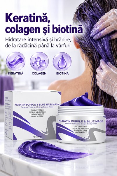 OEM Balsam și mască tonifiantă cu cheratină 2-în-1, Colagen și Biotină, Hidratare păr, 100 ml