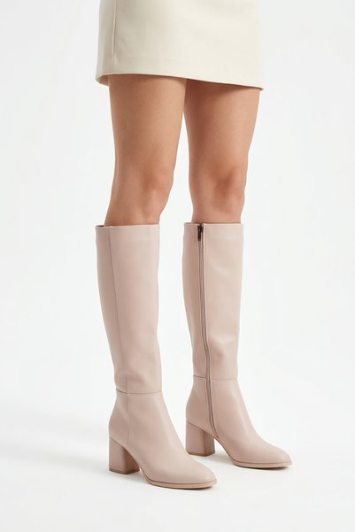 Moda Pie Heper Parted Women's Heeled Boots in Nude Skin