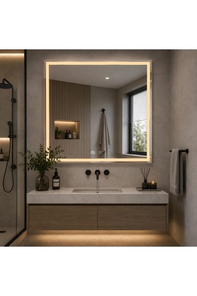 Flippy WAMOSK LED Mirror, 90x70cm, Gold, Sensor, Light 3000K, 4000K, 6000K, D...
