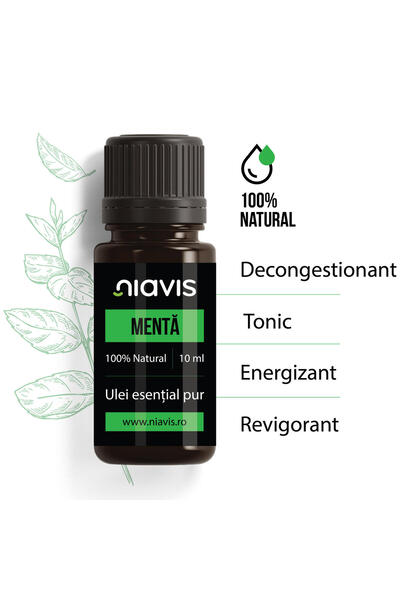 Niavis Ulei Esențial de Mentă Niavis, 100% Pure, 10ml – Efect Revigorant și R...