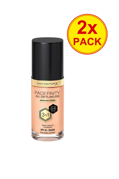 Max Factor 2x PACK Facefinity All Day Flawless 3-in-1 Liquid Foundation – N45...