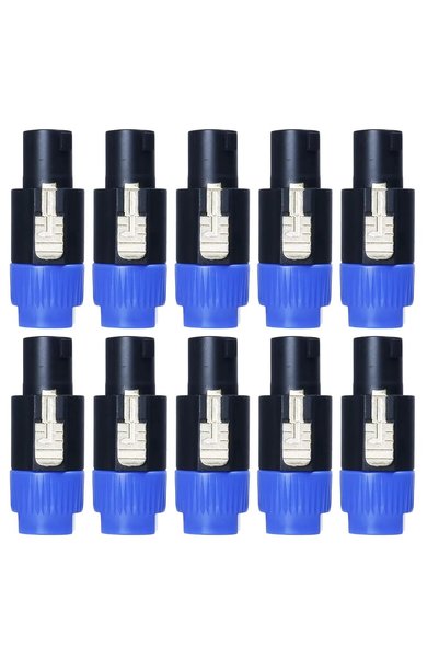 Choice3 Blue 10pcs 4-Pole 4Pin NL4FC Connector Ohm Plug Speaker Audio Cable P...
