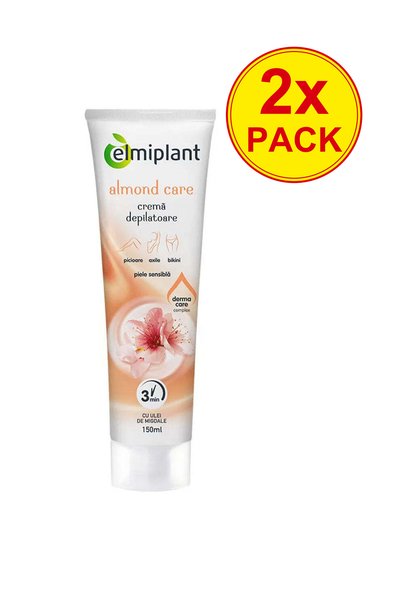 ELMIPLANT Pachet de 2x Cremă depilatoare Almond Care pentru piele sensibilă, ...