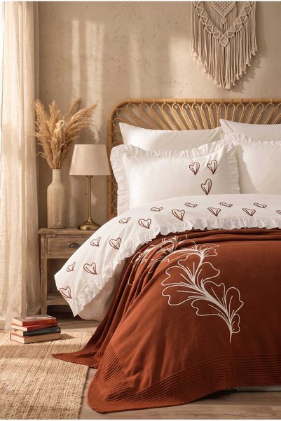 Minelya Home Collection طقم غطاء لحاف مزدوج من القطن مكون من 7 قطع مع بطانية ...