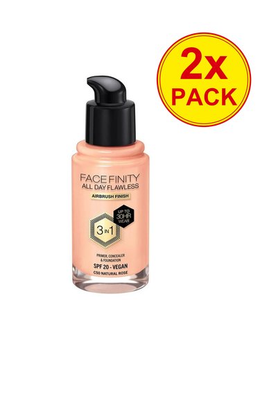 Max Factor 2x Πακέτο Φον ντε τεν Facefinity All Day Flawless 3-σε-1 C50 Ροζ, ...