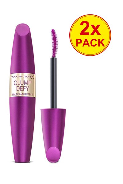 Max Factor Pachet de 2 Mascara Clump Defy cu efect de gene false, negru, 13.1ml