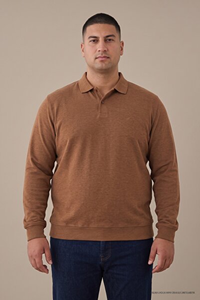Maccali Tricou pentru bărbați Winter Battal Basic Solid Brown Polo Gât