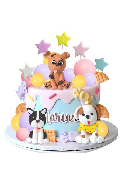 Choice 17pcs 17pcs Dog Cake Topper Clay Puppy Star Yellow Pink Purple Ball Ca...