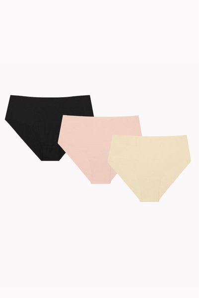 NBB 3 Pieces Black-Mink-Tan Laser Cut High Waist Panties 327